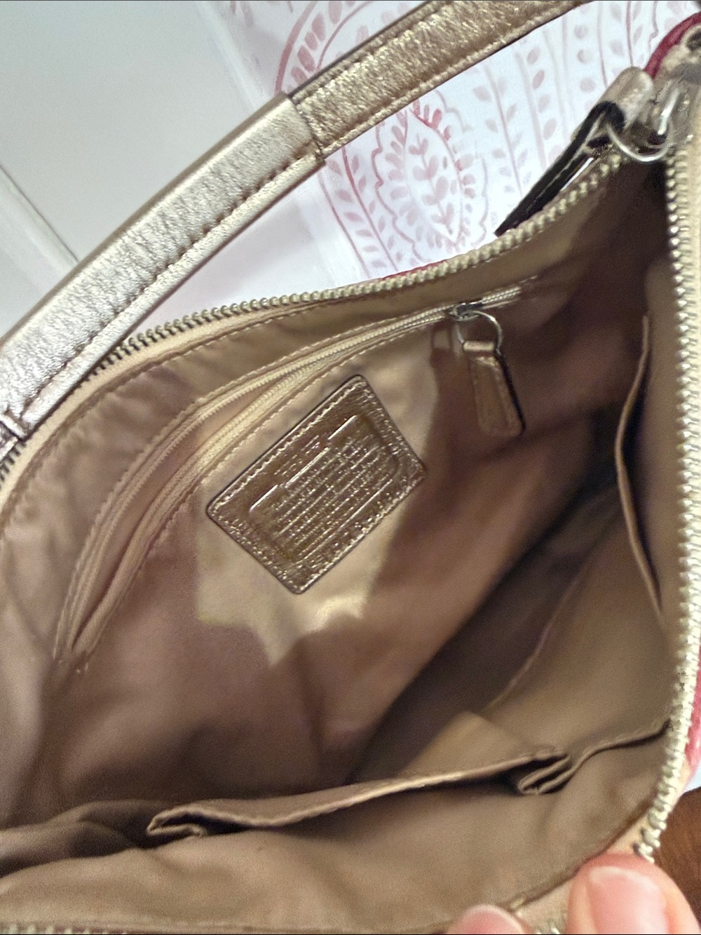 Coach Pink Pattern Logo Shoulder Bag with Metallic Strap - Picture 5 of 7